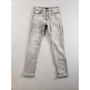 Nova Men Jean 32 Gray Denim Slim Fit Acid Wash Mid Rise Stretch 5 Pocket Design‎